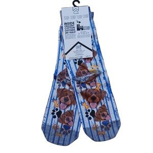 NWT Wigglesteps Men's US Size 5.5-9.5 Labrador Dog Fun Blue/ White Socks
